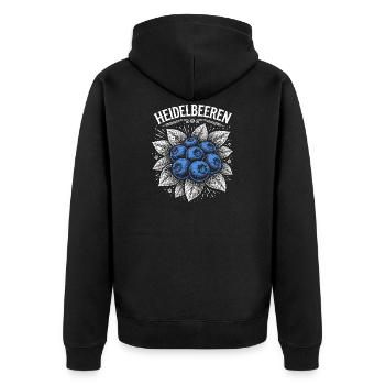 Blueberries Vintage Screen Print - Unisex Premium Organic Zip Hoodie - black - Back - Nico (187cm)