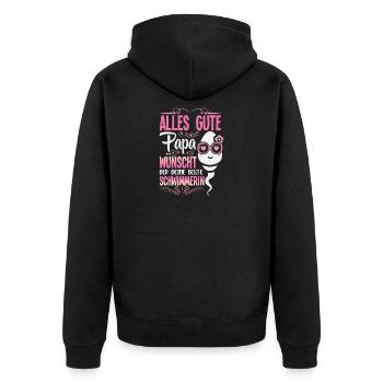Alles Gute Papa wünscht dir dein bester Schwimmer - Unisex Premium Bio Zip Hoodie - Schwarz - Hinten - Nico (187cm)