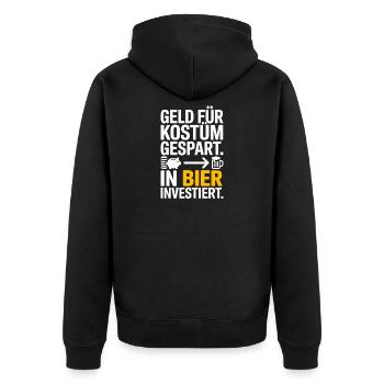 L’argent du carnaval économisé pour la fête costumée de bière et alcool - Veste à capuche bio Premium Unisexe - noir - Dos - Nico (187cm)