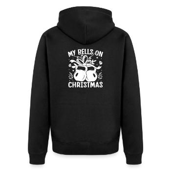 Gym Junkies My Bells On Christmas Calisthenics - Unisex Premium Organic Zip Hoodie - black - Back - Nico (187cm)