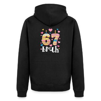 67 Geburtstag Donut Herzchen - Unisex Premium Bio Zip Hoodie - Schwarz - Hinten - Nico (187cm)