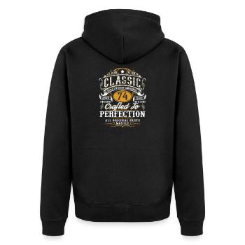 74. Geburtstag - Unisex Premium Bio Zip Hoodie - Schwarz - Hinten - Nico (187cm)