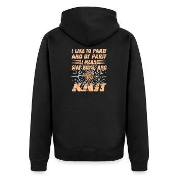 Reste à la maison et tricote un drôle d’humour introverti - Veste à capuche bio Premium Unisexe - noir - Dos - Nico (187cm)