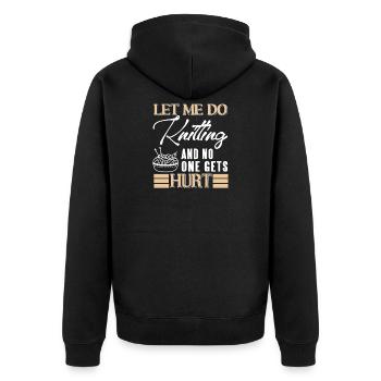 Let Me Knit in Peace Funny Yarn Lover Humor - Unisex Premium Bio Zip Hoodie - Schwarz - Hinten - Nico (187cm)