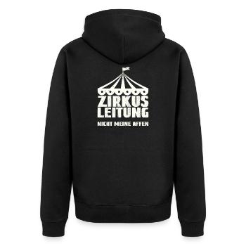 Zirkusleitung - Nicht meine Affen - Unisex Premium Bio Zip Hoodie - Schwarz - Hinten - Nico (187cm)