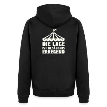 Die Lage ist Besaufniserregend - Unisex Premium Bio Zip Hoodie - Schwarz - Hinten - Nico (187cm)
