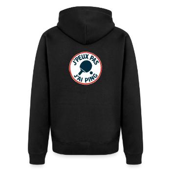 Ich kann nicht, ich ping. - Unisex Premium Bio Zip Hoodie - Schwarz - Hinten - Nico (187cm)