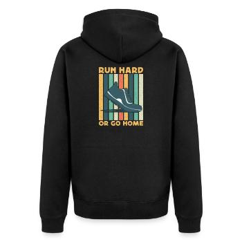 Running Run Hard Or Go Home Marathon Runner - Unisex Premium Organic Zip Hoodie - black - Back - Nico (187cm)