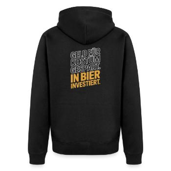 L’argent du carnaval économisé pour la fête costumée de bière et alcool - Veste à capuche bio Premium Unisexe - noir - Dos - Nico (187cm)