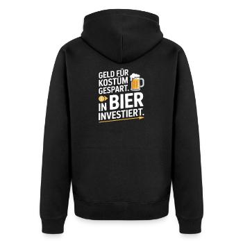 L’argent du carnaval économisé pour la fête costumée de bière et alcool - Veste à capuche bio Premium Unisexe - noir - Dos - Nico (187cm)