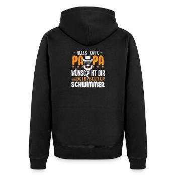 Alles Gute Papa wünscht dir dein bester Schwimmer - Unisex Premium Bio Zip Hoodie - Schwarz - Hinten - Nico (187cm)