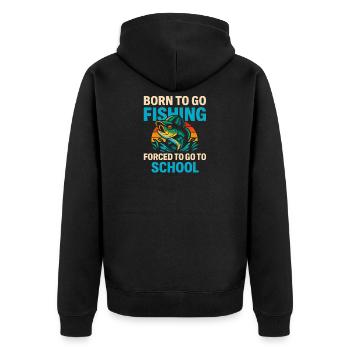 Né pour aller pêcher, forcé d’aller à l’école Pêcheur - Veste à capuche bio Premium Unisexe - noir - Dos - Nico (187cm)