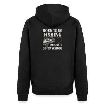Né pour aller pêcher, forcé d’aller à l’école Pêcheur - Veste à capuche bio Premium Unisexe - noir - Dos - Nico (187cm)