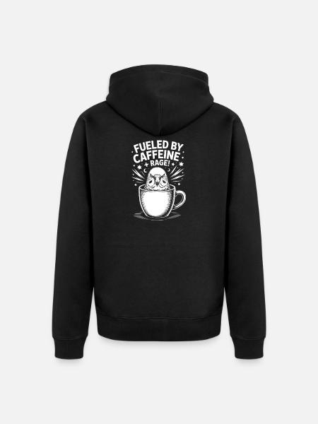 Coffee Sayings Caffeine Funny Coffee Gift - Unisex Premium Organic Zip Hoodie - black