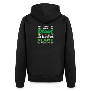 Alles Was Ich Brauche Pflanzenliebhaber - Unisex Premium Bio Zip Hoodie - Schwarz - Hinten - Nico (187cm)