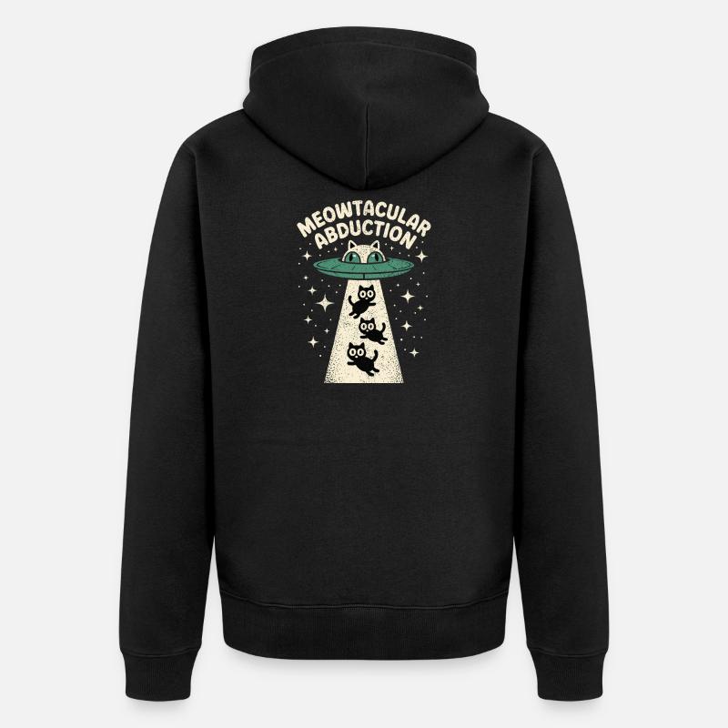 Enlèvement drôle d’extraterrestre chat - Veste à capuche bio Premium Unisexe - noir