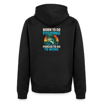 Né pour aller pêcher, forcé de travailler Pêcheur - Veste à capuche bio Premium Unisexe - noir - Dos - Nico (187cm)