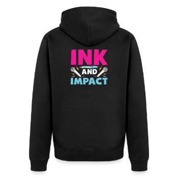 Poetry Slam Ink Und Impact Slam Poetry - Unisex Premium Bio Zip Hoodie - Schwarz - Hinten - Nico (187cm)