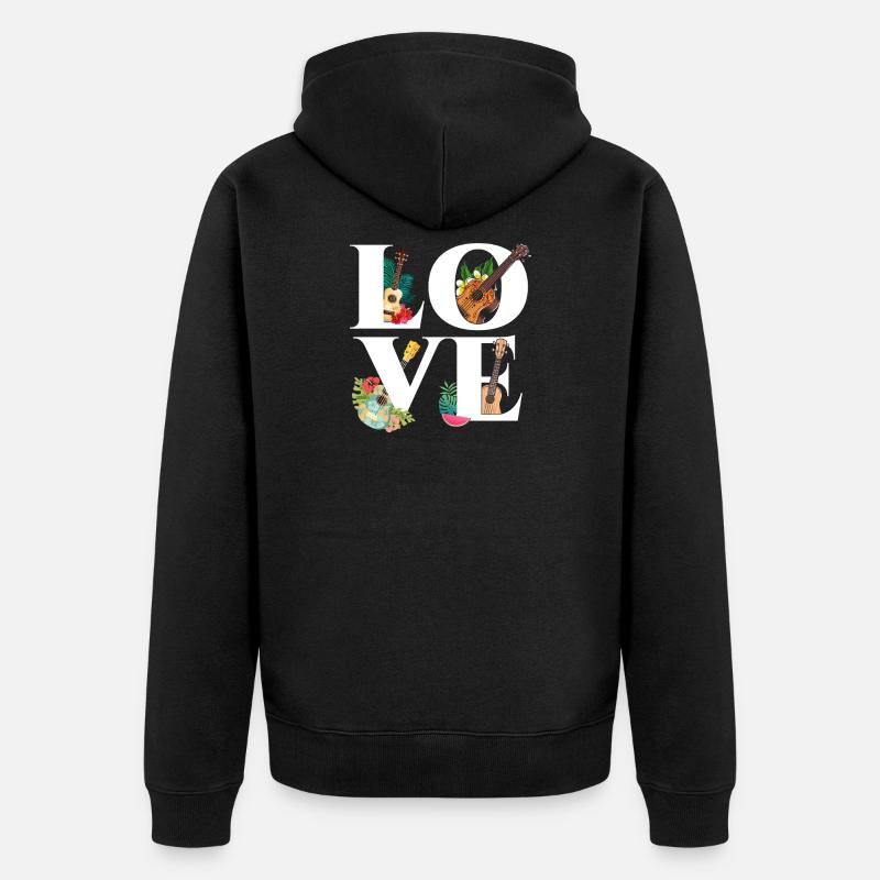 Ukulélé hawaïen Ukulélé Love - Veste à capuche bio Premium Unisexe - noir