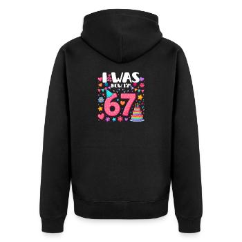 Six sept j’étais maintenant j’ai 67 ans - Veste à capuche bio Premium Unisexe - noir - Dos - Nico (187cm)