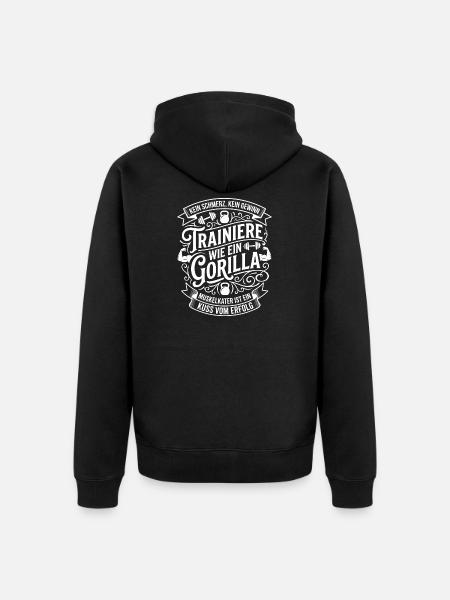 Train like a gorilla - Unisex Premium Organic Zip Hoodie - black