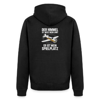  Der Himmel Ist Nicht Mein Limit Er Ist Mein - Unisex Premium Bio Zip Hoodie - Schwarz - Hinten - Nico (187cm)