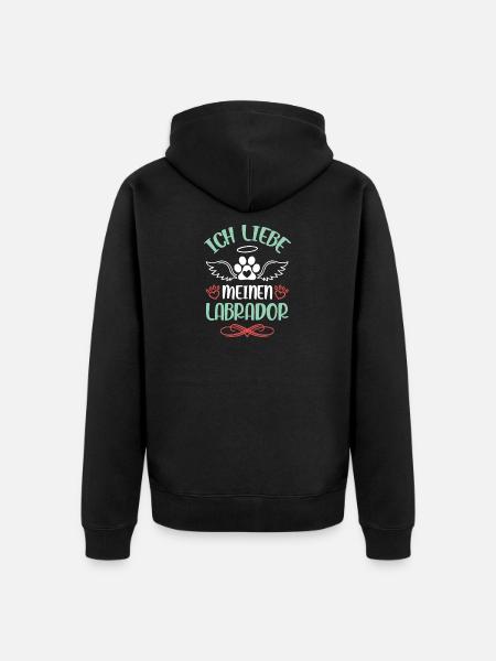 I Love Labrador Angel Wings - Unisex Premium Organic Zip Hoodie - black
