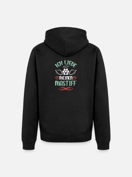 Ich liebe meinen Mastiff – Engelsflügel - Unisex Premium Bio Zip Hoodie - Schwarz