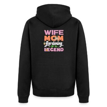 Ehefrau Mutter Gartenarbeit Legende - Unisex Premium Bio Zip Hoodie - Schwarz - Hinten - Nico (187cm)