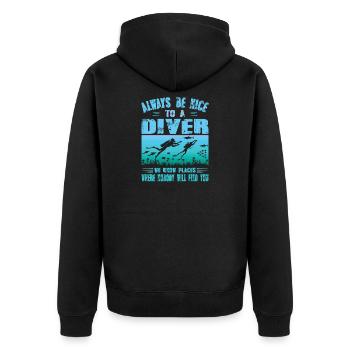 Diver Saying Funny Gift Scuba Diver Outfit - Unisex Premium Organic Zip Hoodie - black - Back - Nico (187cm)