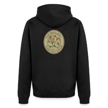 Well Behaved Women Roses badge - Unisex Premium Organic Zip Hoodie - black - Back - Nico (187cm)