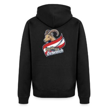 Bouquetin avec drapeau autrichien - Veste à capuche bio Premium Unisexe - noir - Dos - Nico (187cm)