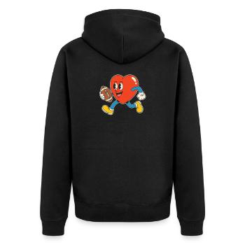 Herzläufer Football Cartoon - Unisex Premium Bio Zip Hoodie - Schwarz - Hinten - Nico (187cm)