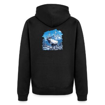 Rentiere Rentier - Unisex Premium Bio Zip Hoodie - Schwarz - Hinten - Nico (187cm)