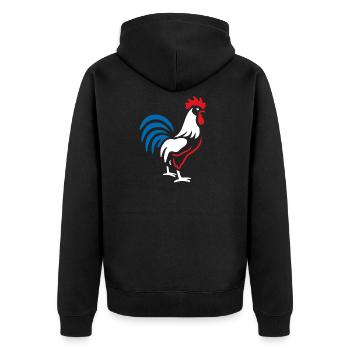 Vibrant blue red rooster - Unisex Premium Organic Zip Hoodie - black - Back - Nico (187cm)