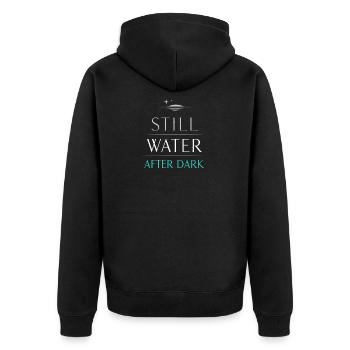 Night boating with - Unisex Premium Organic Zip Hoodie - black - Back - Nico (187cm)