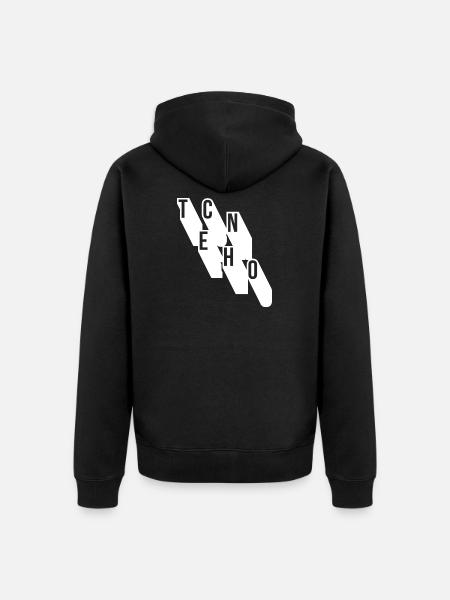techno music geometric logo design - Unisex Premium Organic Zip Hoodie - black