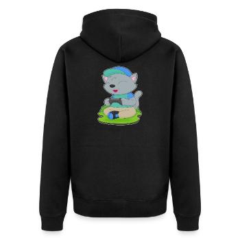 Cat Gamer Controller - Unisex Premium Organic Zip Hoodie - black - Back - Nico (187cm)