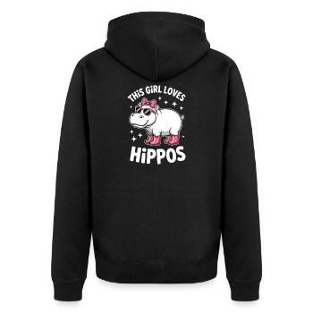 Expressions d’hippopotames Blague hippopotame Cadeau d’hippopotame - Veste à capuche bio Premium Unisexe - noir - Dos - Nico (187cm)