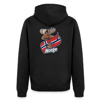 Norway Elk and Church Flag - Unisex Premium Organic Zip Hoodie - black - Back - Nico (187cm)