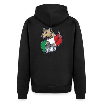 Italienischer Wolf mit Kolosseum - Unisex Premium Bio Zip Hoodie - Schwarz - Hinten - Nico (187cm)