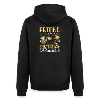 Freund des Geburtstagskreuzers - Unisex Premium Bio Zip Hoodie - Schwarz - Hinten - Nico (187cm)