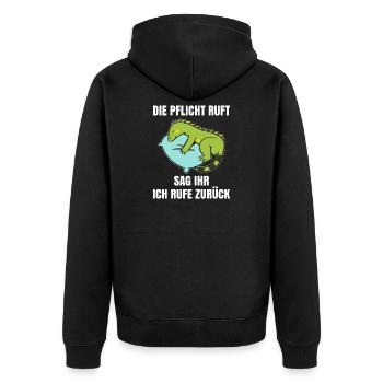 Duty calls, tell her I'll call back - Unisex Premium Organic Zip Hoodie - black - Back - Nico (187cm)
