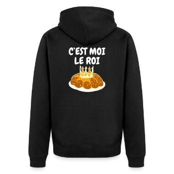 Humour Galette des Rois C'est Moi Le Roi - Veste à capuche bio Premium Unisexe - noir - Dos - Nico (187cm)