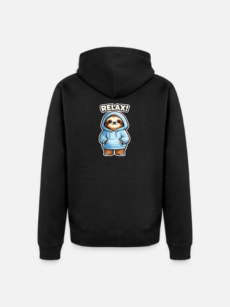 Relax Sloth Hoodie - Unisex Premium Organic Zip Hoodie - black