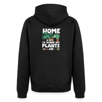 Maison où mes plantes sont amoureuses des plantes - Veste à capuche bio Premium Unisexe - noir - Dos - Nico (187cm)
