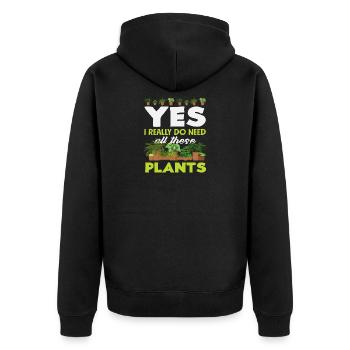 Pflanzenliebhaber Ich Brauche Alle Diese Pflanzen - Unisex Premium Bio Zip Hoodie - Schwarz - Hinten - Nico (187cm)