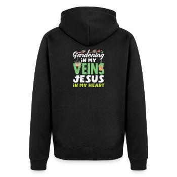 Jardiner mes veines Jésus Amant des plantes - Veste à capuche bio Premium Unisexe - noir - Dos - Nico (187cm)