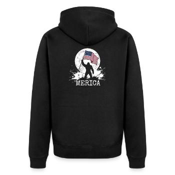 America Bigfoot Moon Funny Bigfoot for Men z - Unisex Premium Organic Zip Hoodie - black - Back - Nico (187cm)