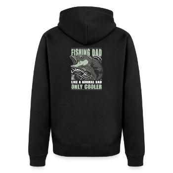Fishing Dad Outfit - Lustiges Angler Geschenk Papa - Unisex Premium Bio Zip Hoodie - Schwarz - Hinten - Nico (187cm)
